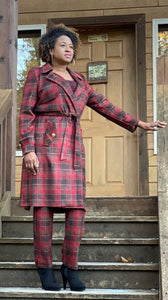 Rust Plaid Coat and Pants Set