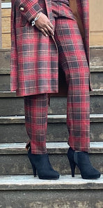 Rust Plaid Coat and Pants Set