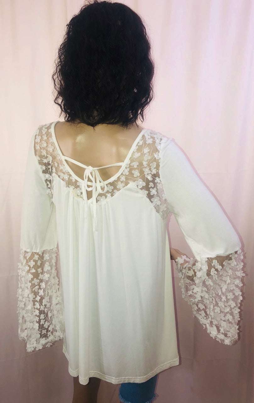 Feminine Floral Applique Top