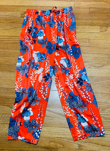 Red Floral Crop Pants